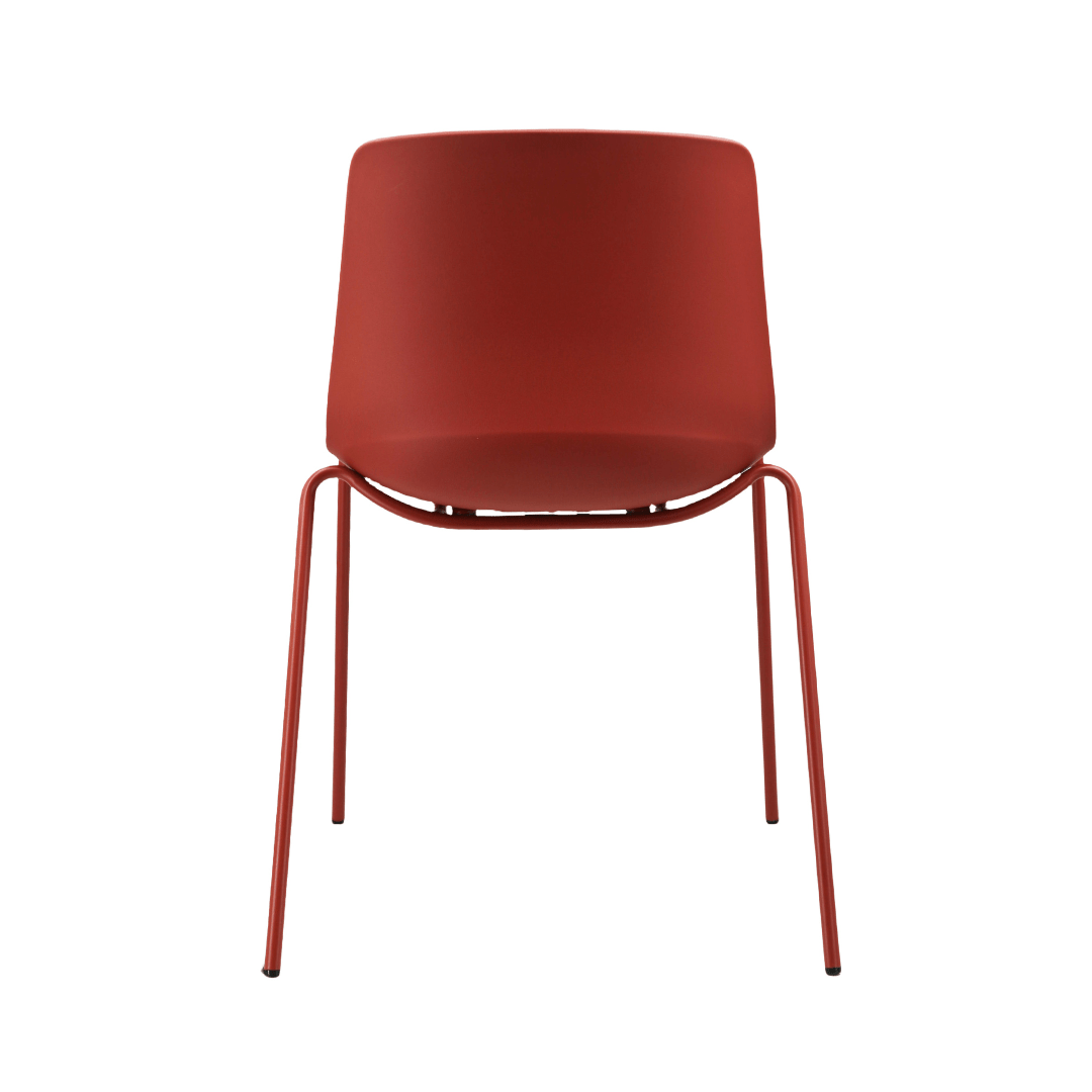 Orange Plastic Armless Chair with Metal Legs – Vibrant Stackable Seating for Commercial Spaces