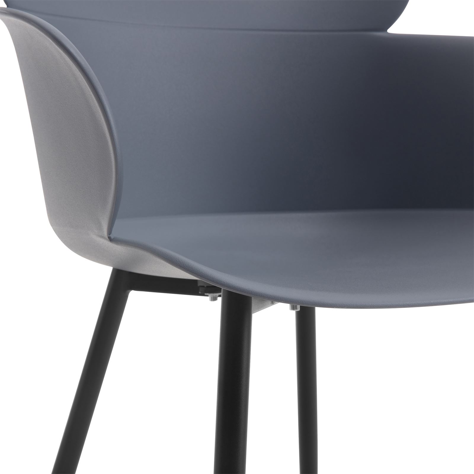 Dark Grey Polypropylene ArmChair With Metal Feet