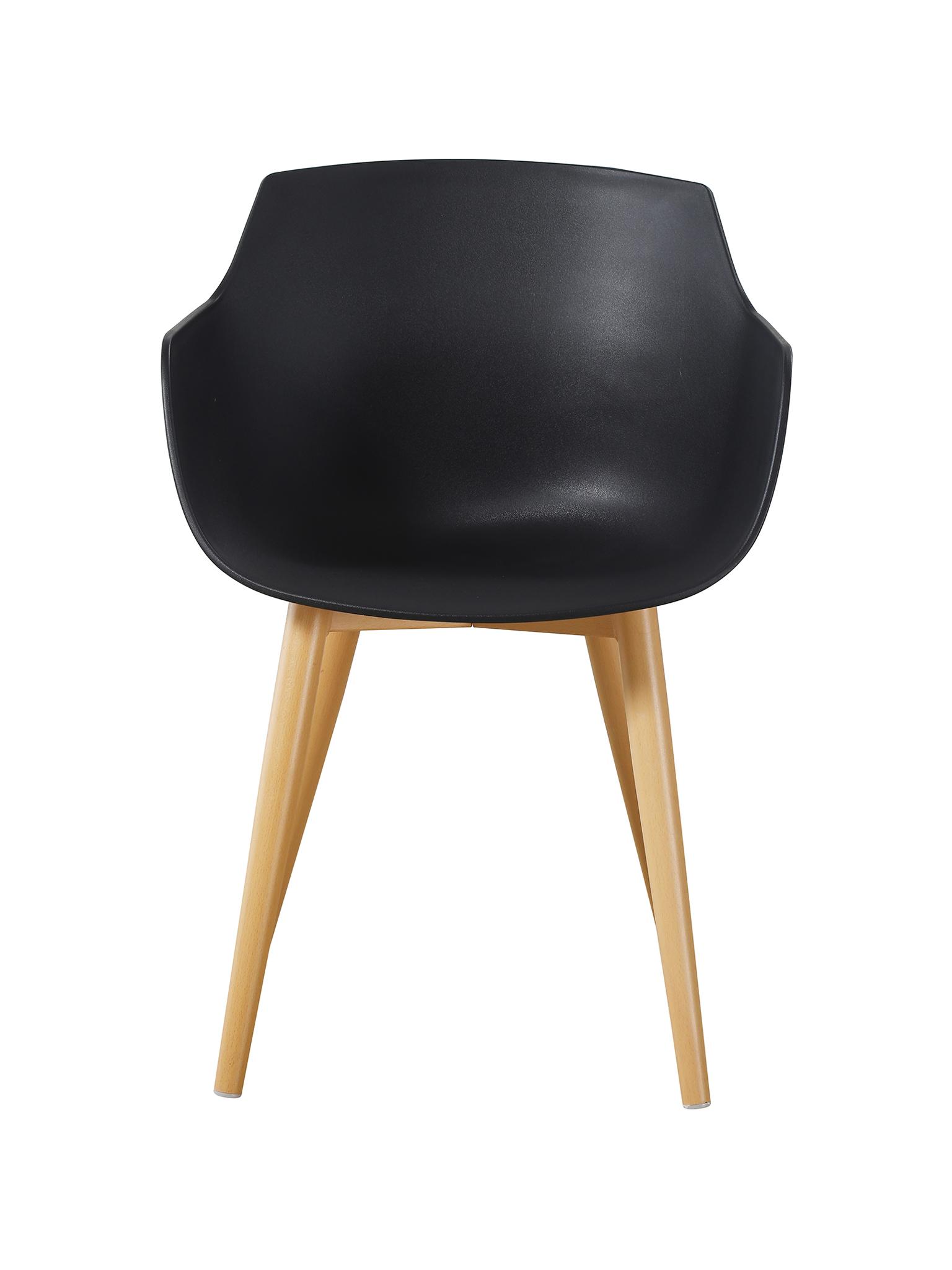 Black Plastic Armchair With Metal Feet-PP Chair