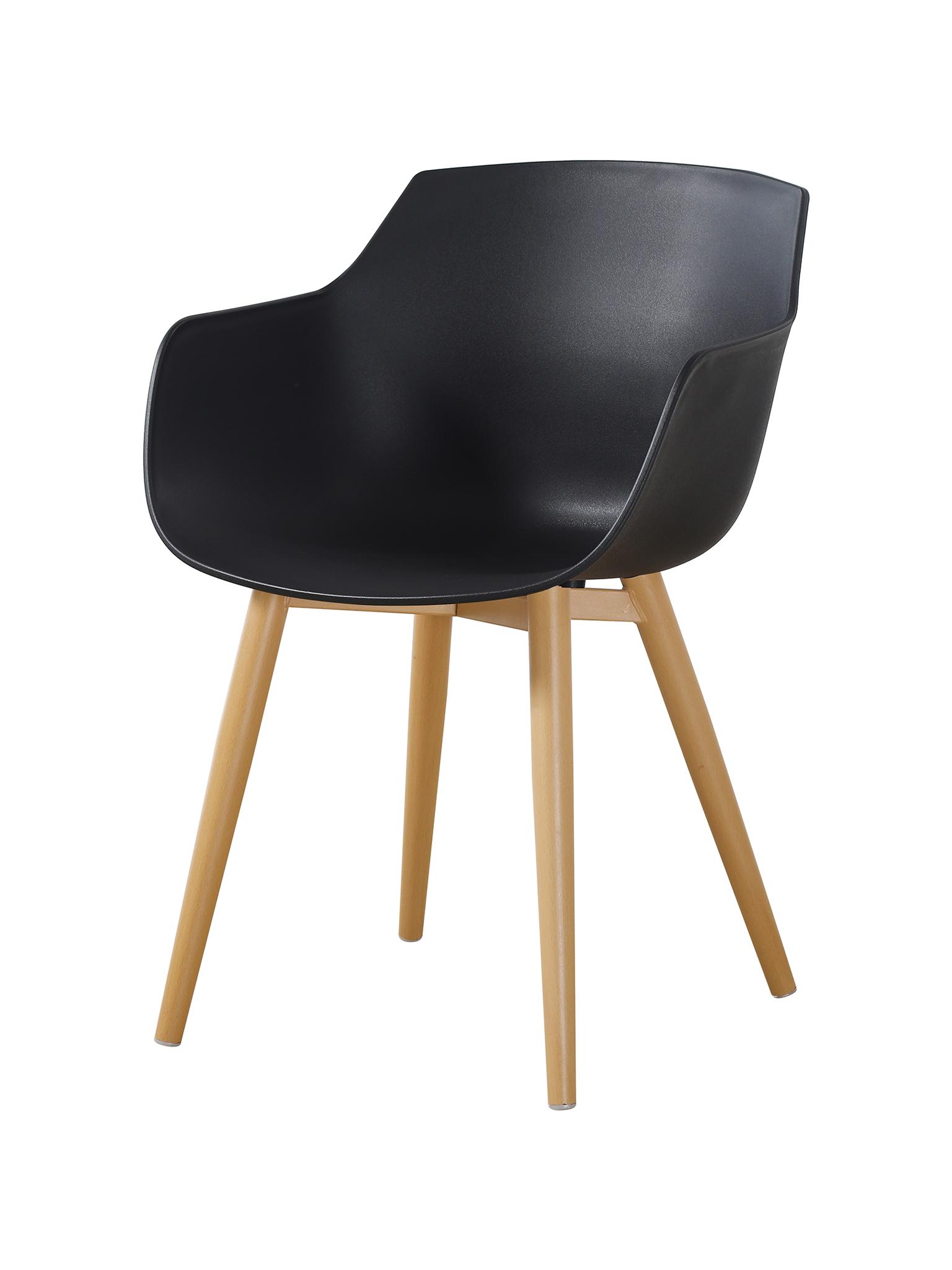 Black Plastic Armchair With Metal Feet-PP Chair