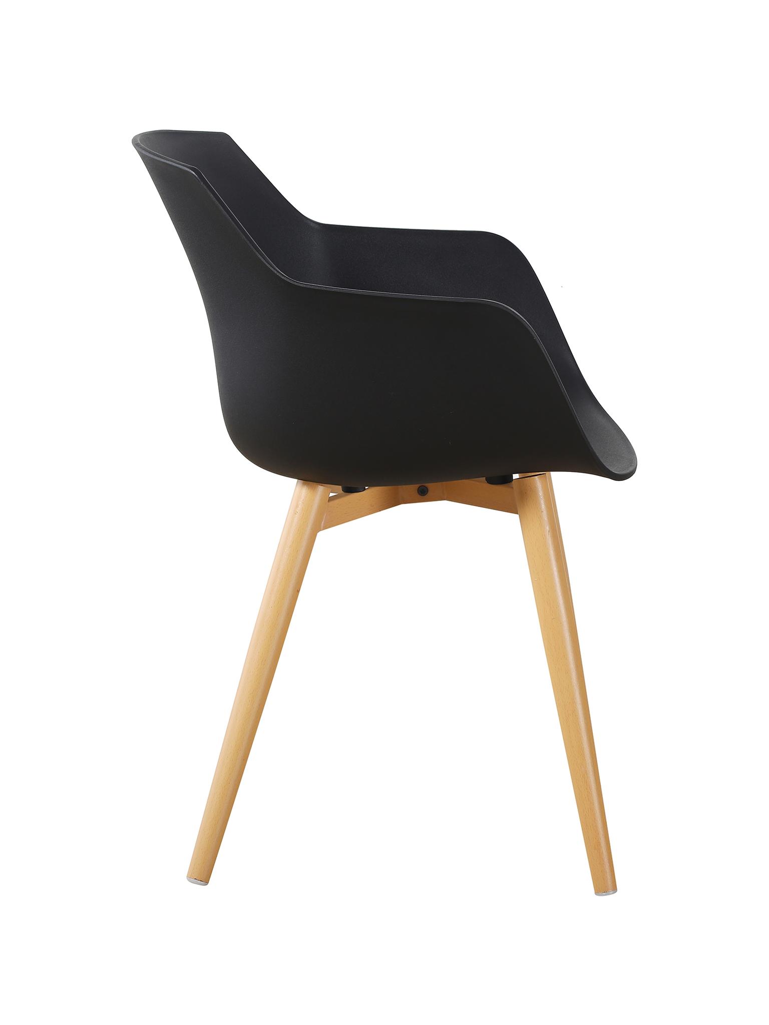 Black Plastic Armchair With Metal Feet-PP Chair