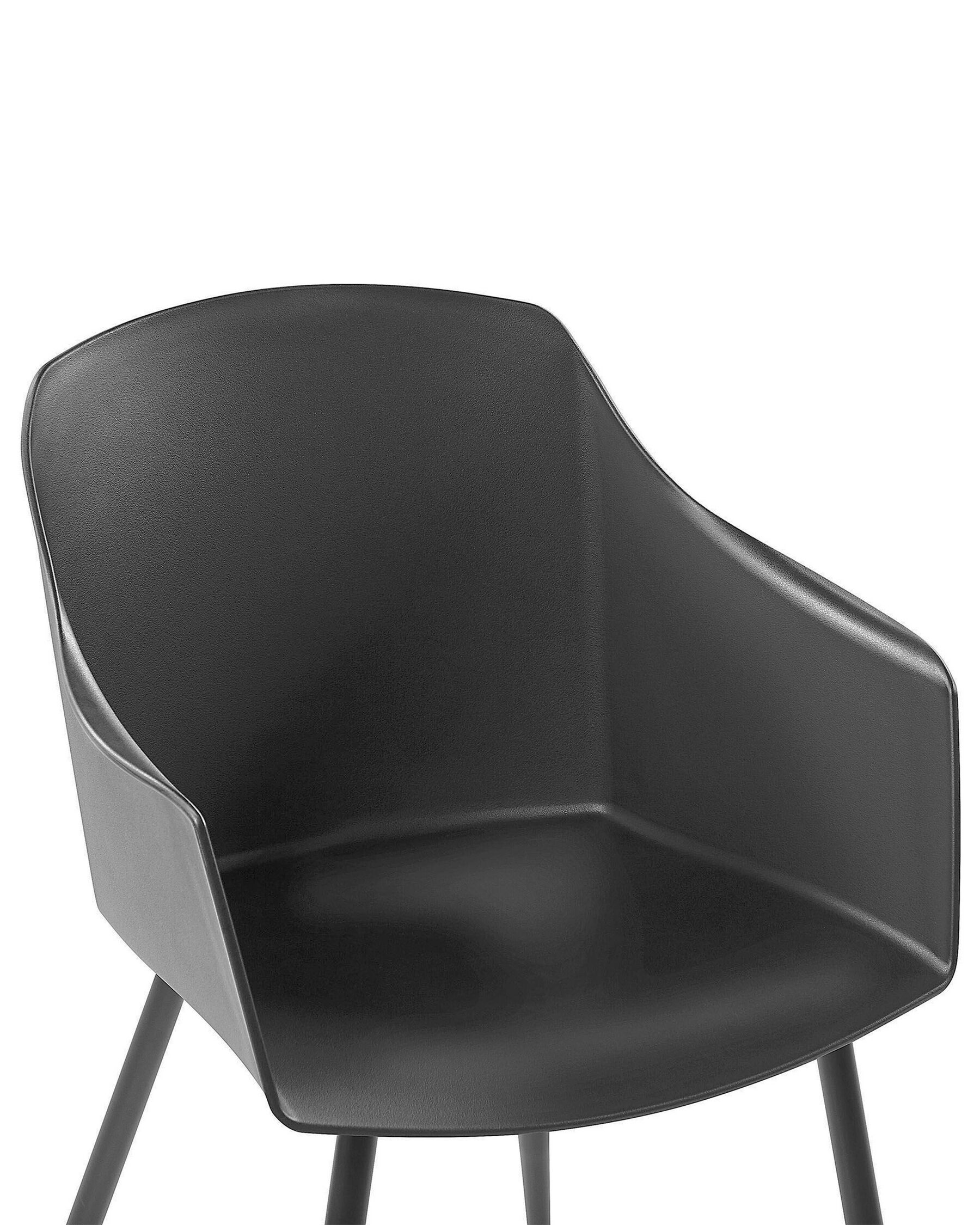 Black Plastic Armchair with Carbon Steel Legs