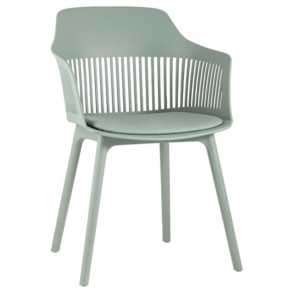 Mint Green Polypropylene Armchair with Removable Leather Cushion