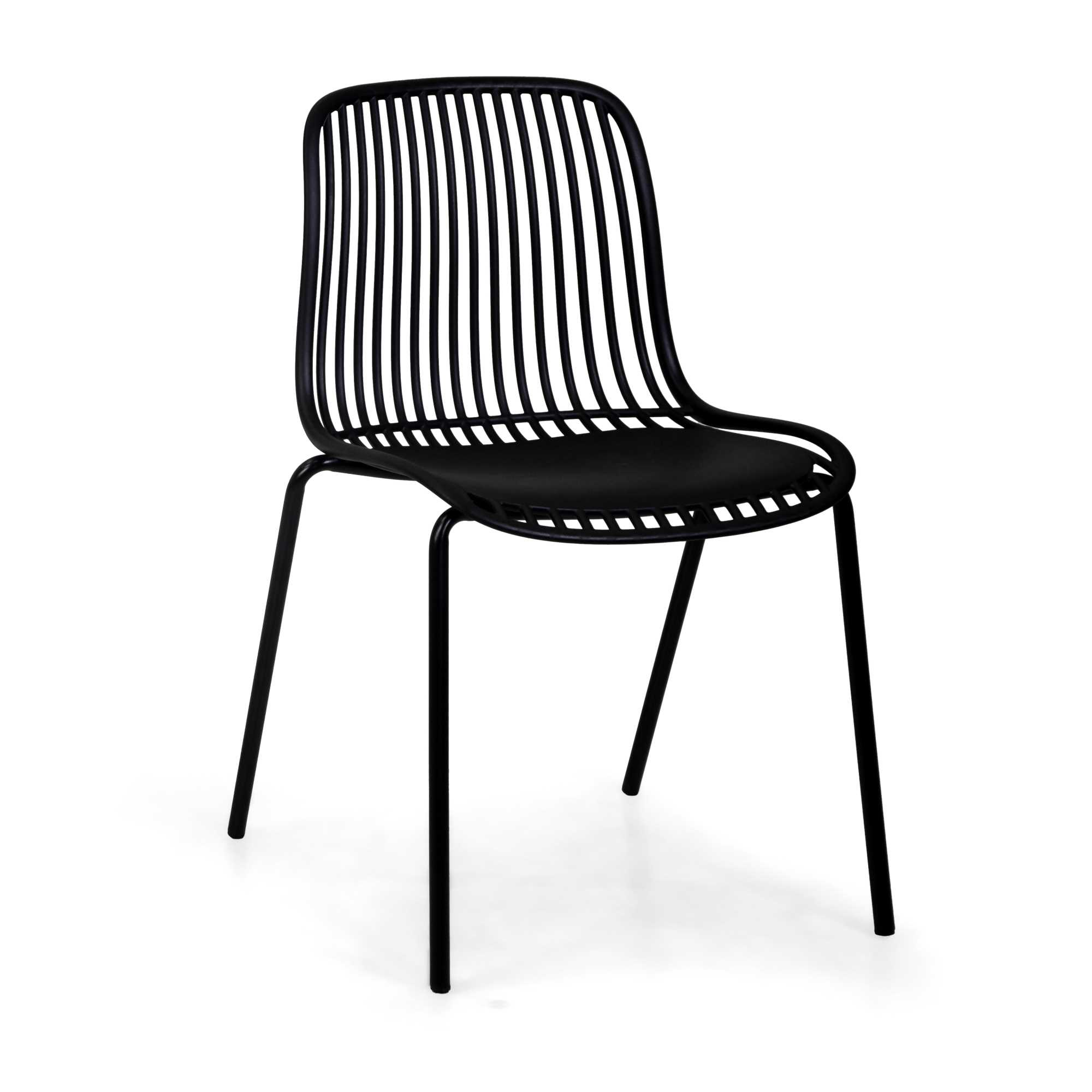Modern Polypropylene Seat Dining Chair with Powder Coated Metal Legs