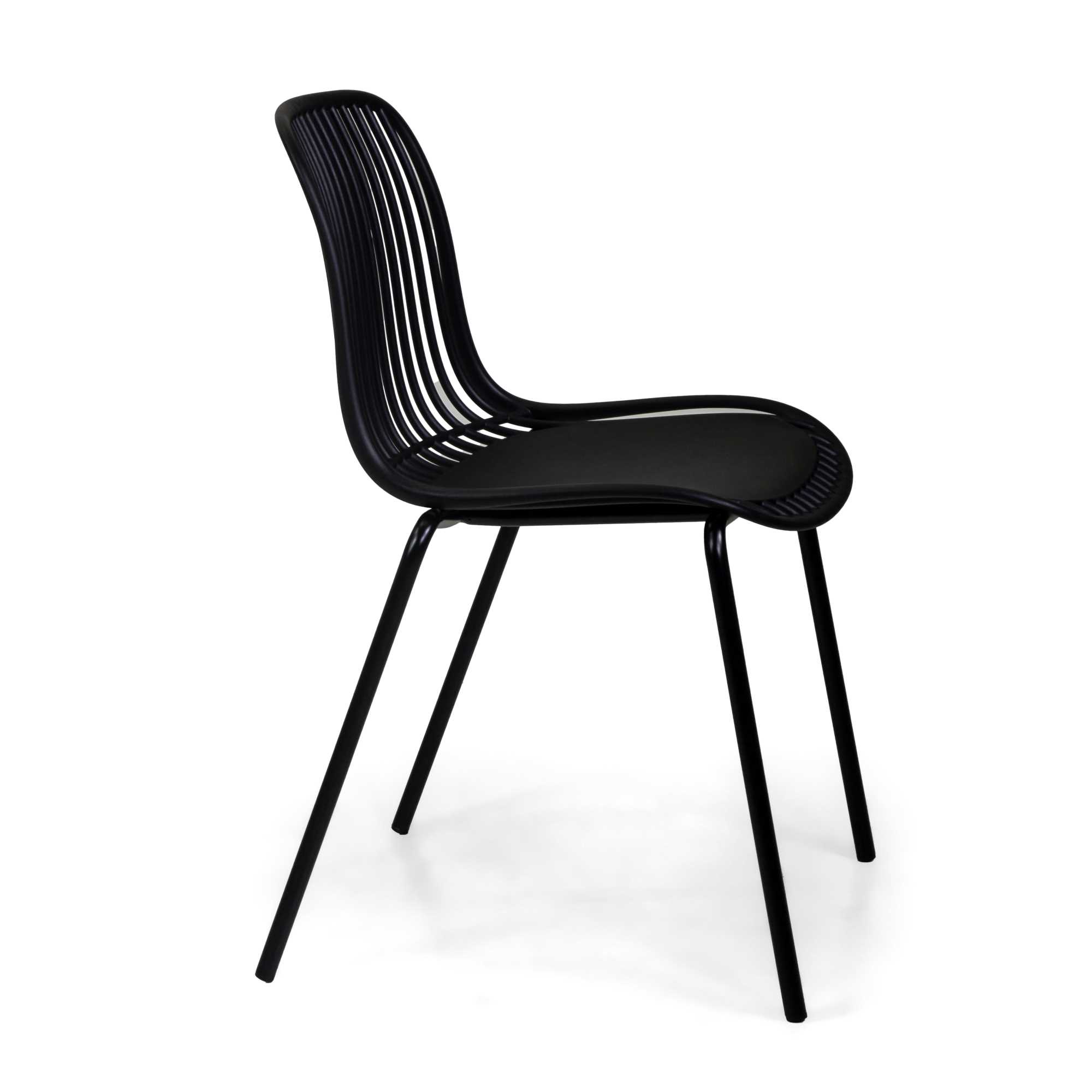 Modern Polypropylene Seat Dining Chair with Powder Coated Metal Legs