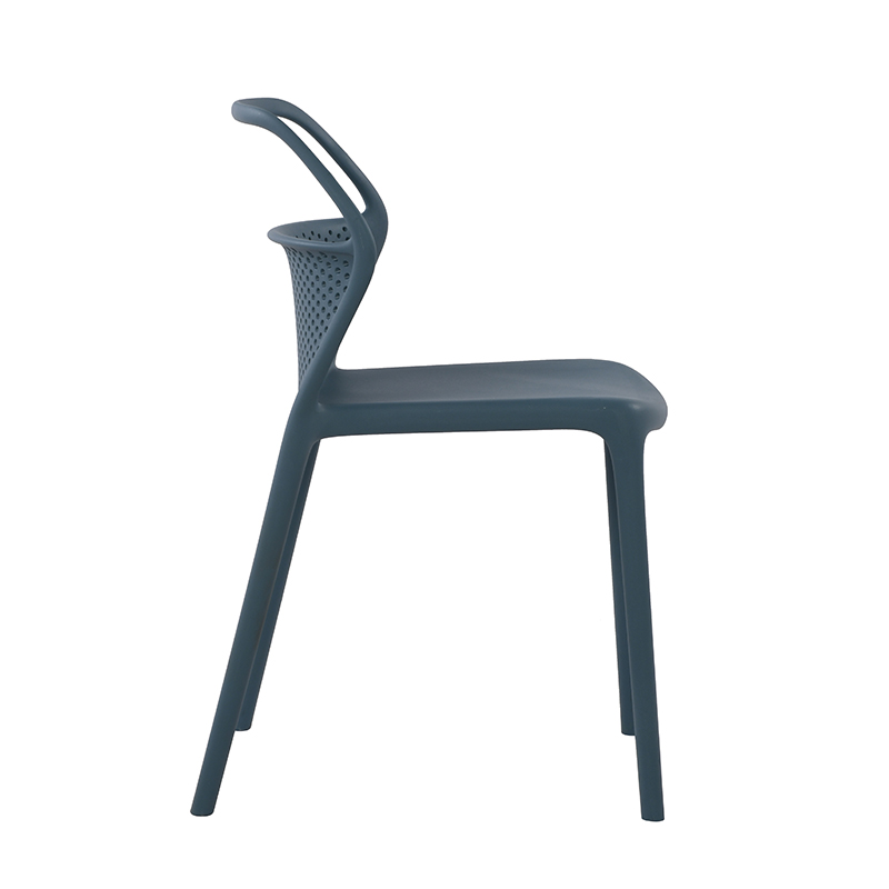 Navy Blue Hollow Back Plastic Dining Chair