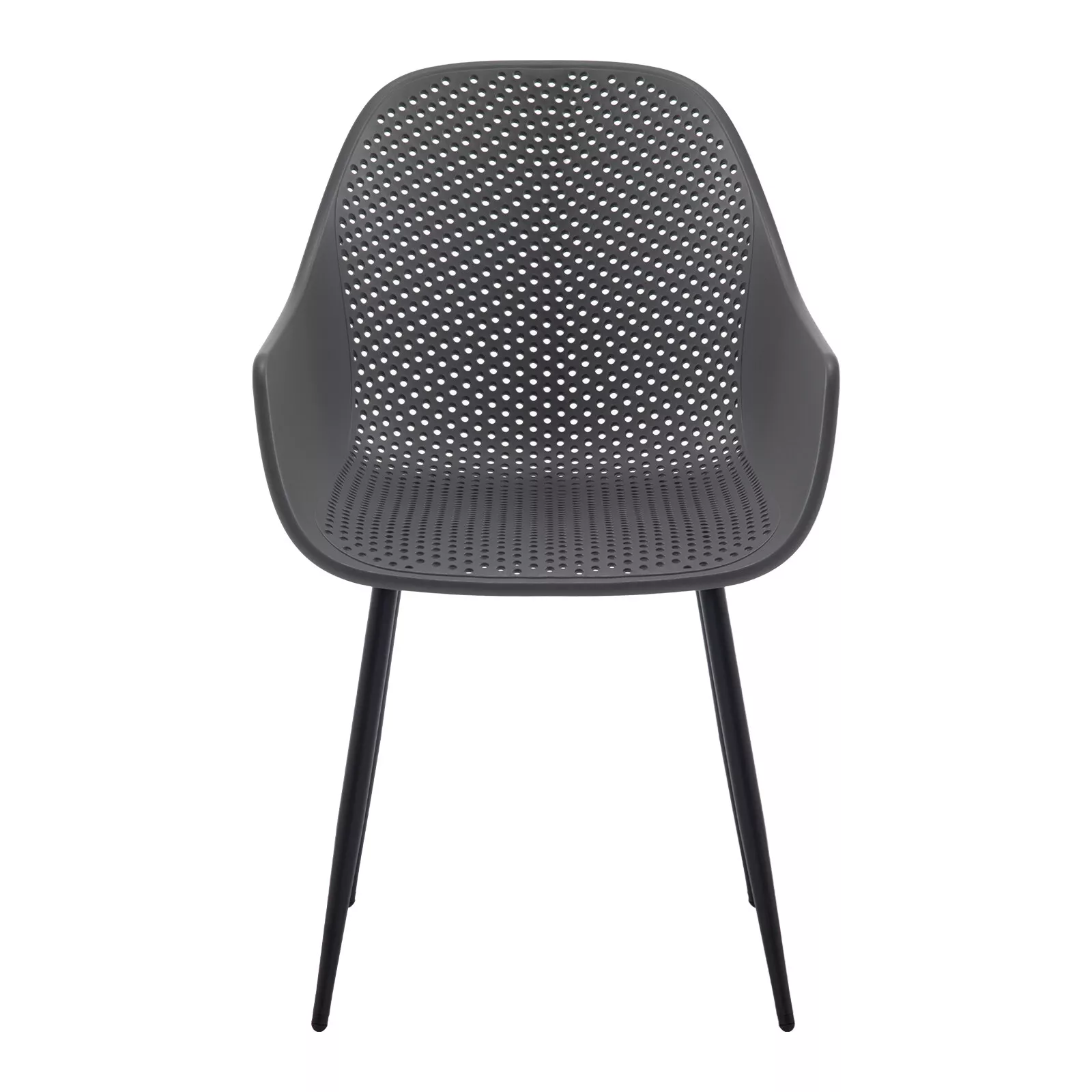 New Design Dark Grey Plastic Armchair With Metal Legs-PP Chair