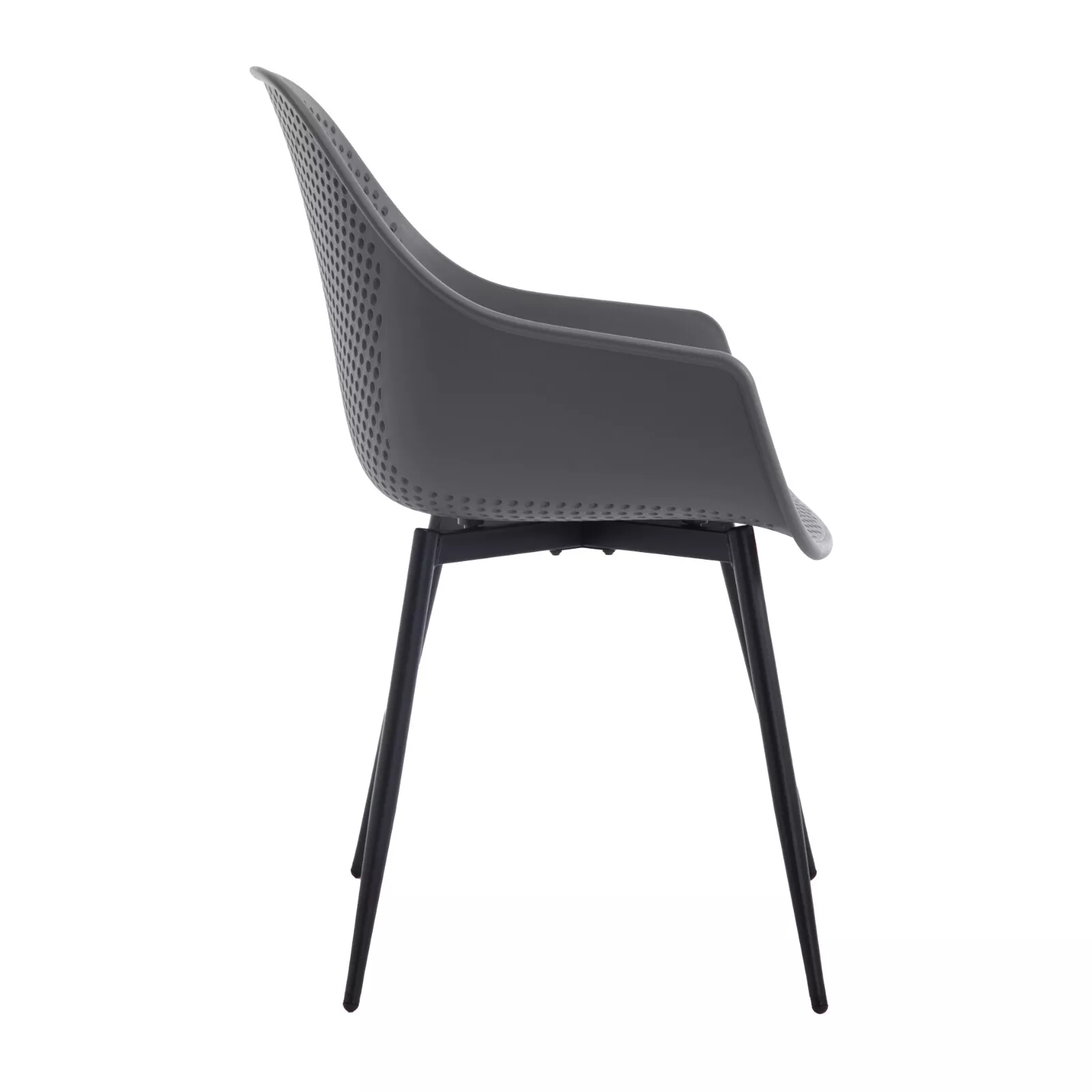 New Design Dark Grey Plastic Armchair With Metal Legs-PP Chair