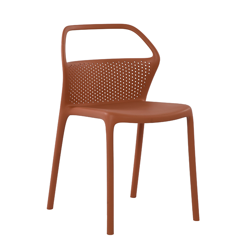  Brownish-Red  Hollow Back Plastic Dining Chair
