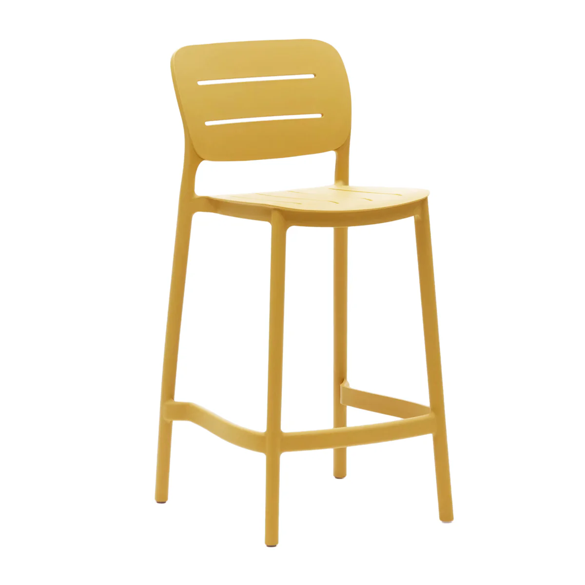 Mustard Polypropylene Bar Stools, Vibrant Counter Height Stools for Kitchen, Cafe & Commercial Use