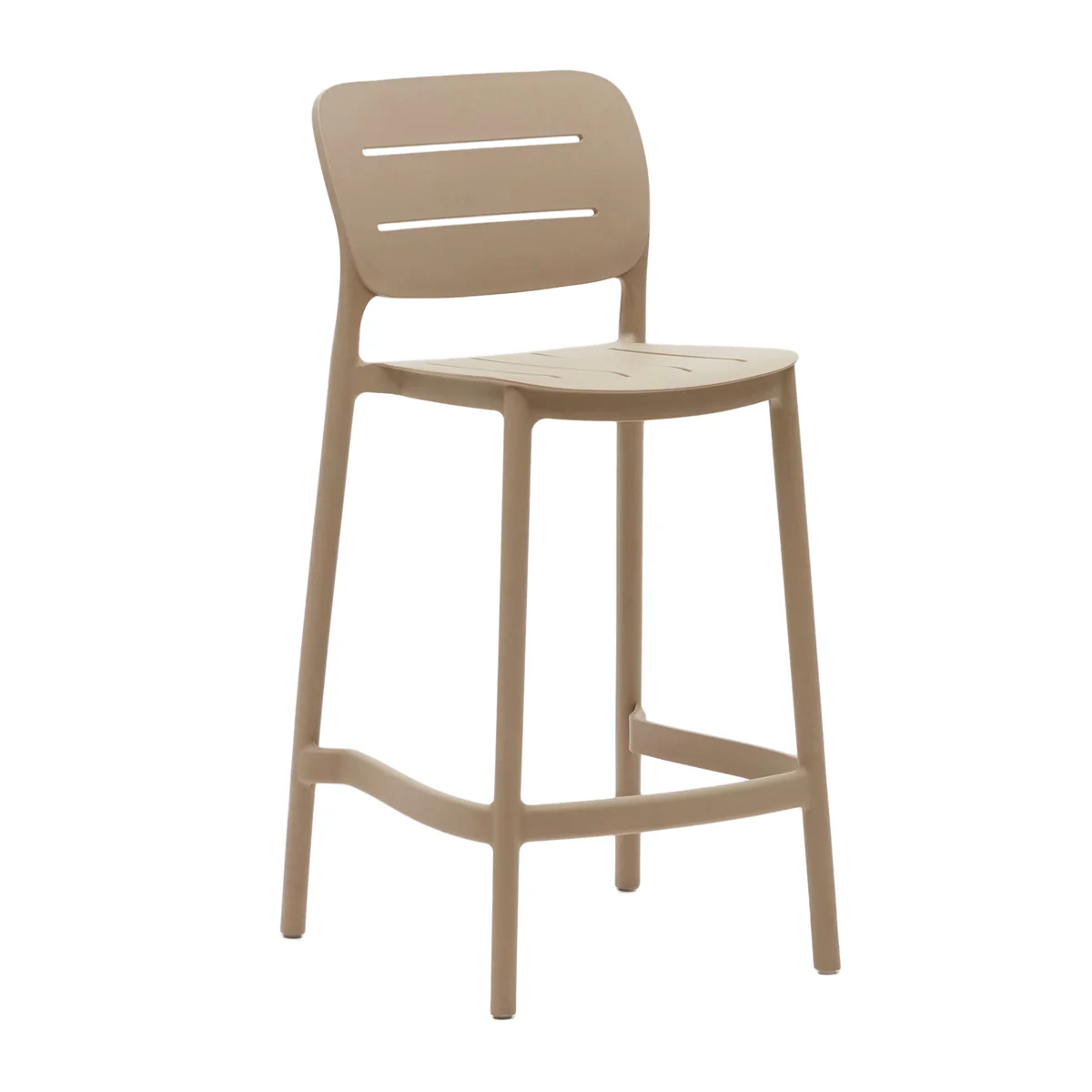 Taupe Polypropylene Bar Stools, Modern Counter Height Swivel Stools for Kitchen, Commercial & Outdoor Use-PP Chair