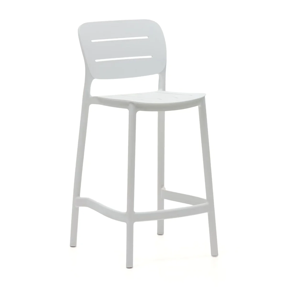 White Polypropylene Bar Stools, Commercial-Grade Counter Height Stools for Kitchen, Café & Restaurant Use