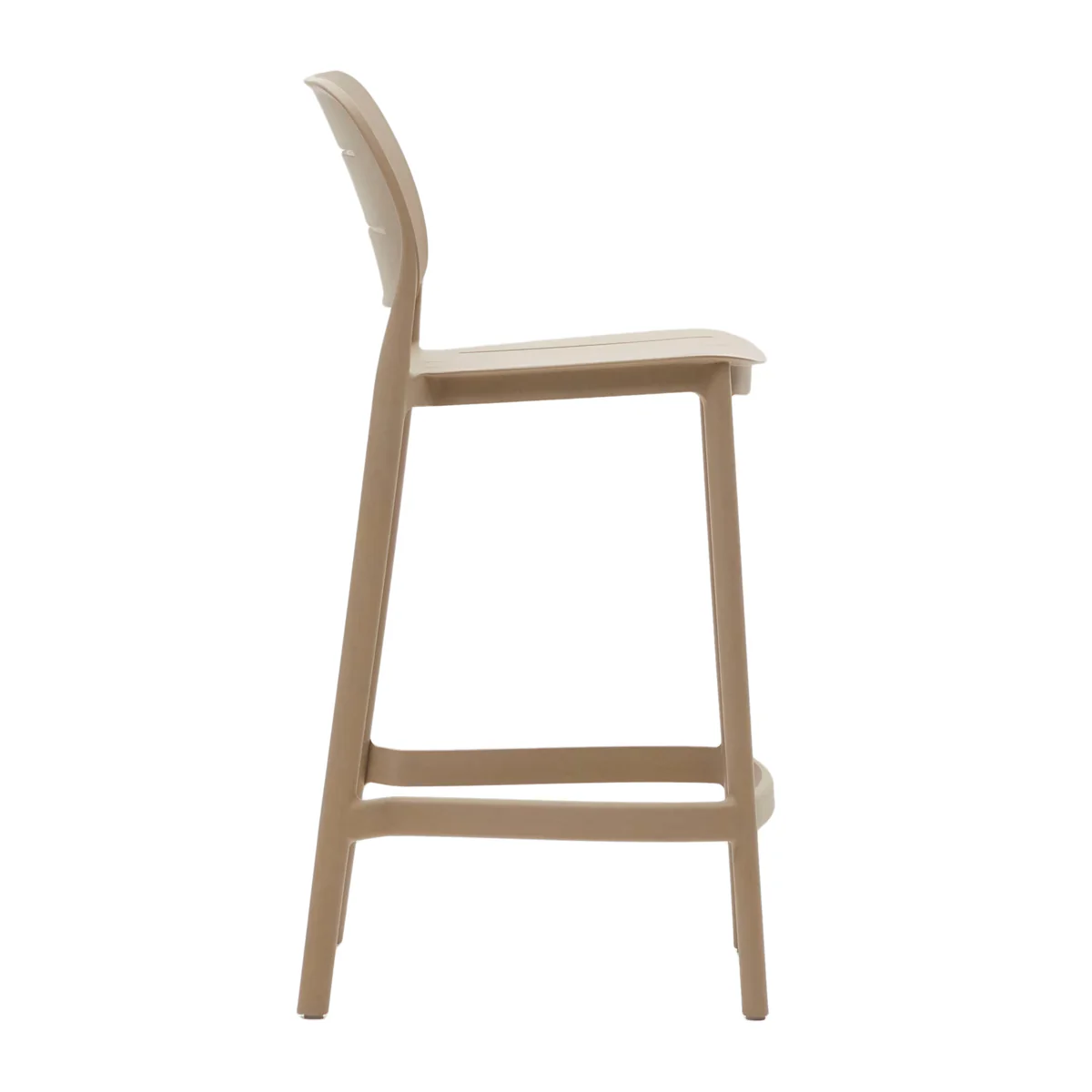 Taupe Polypropylene Bar Stools, Modern Counter Height Swivel Stools for Kitchen, Commercial & Outdoor Use-PP Chair