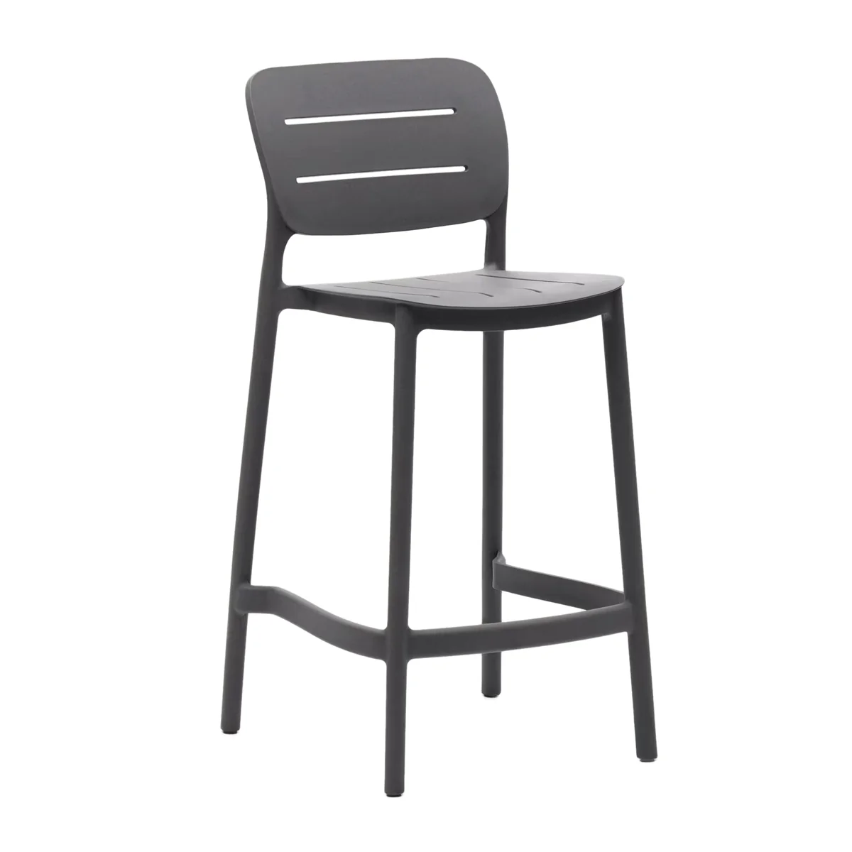 Charcoal Gray Polypropylene Bar Stools, Heavy-Duty Counter Height Stools for Commercial & Residential Use