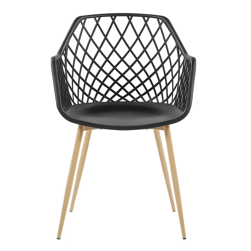 Black Plastic Net Armchair With Metal Feet-PP Chair