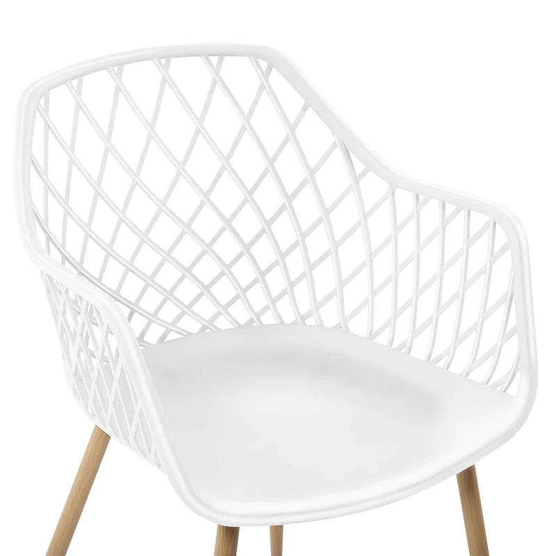 White Plastic Net Armchair With Metal Feet-PP Chair