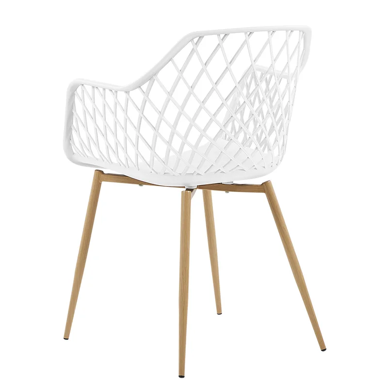 White Plastic Net Armchair With Metal Feet-PP Chair