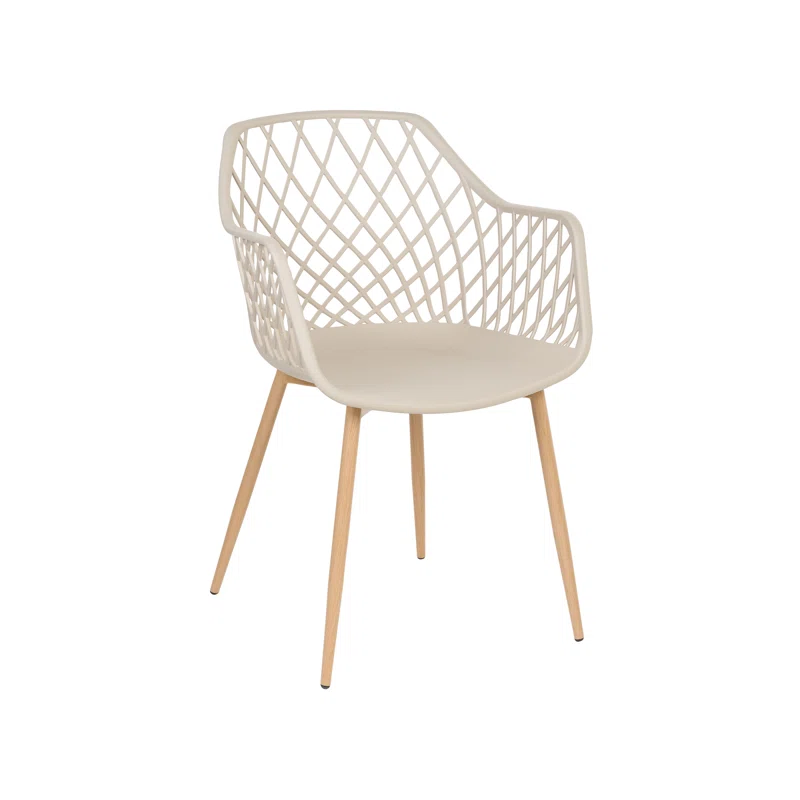 Taupe Plastic Net Armchair With Metal Feet-PP Chair
