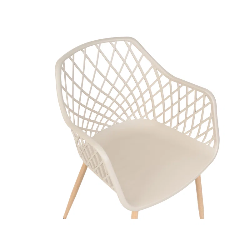Taupe Plastic Net Armchair With Metal Feet-PP Chair