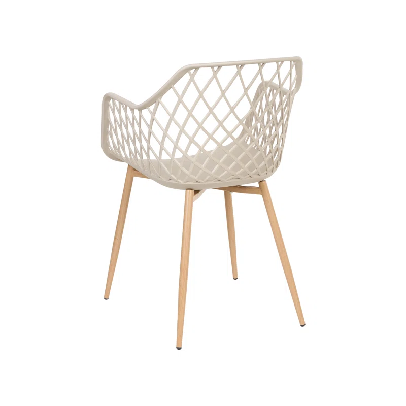 Taupe Plastic Net Armchair With Metal Feet-PP Chair