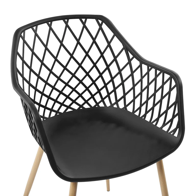 Black Plastic Net Armchair With Metal Feet-PP Chair