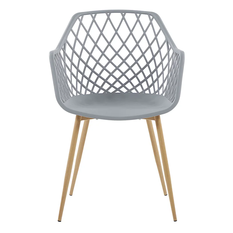 Light Grey Plastic Net Armchair With Metal Feet-PP Chair