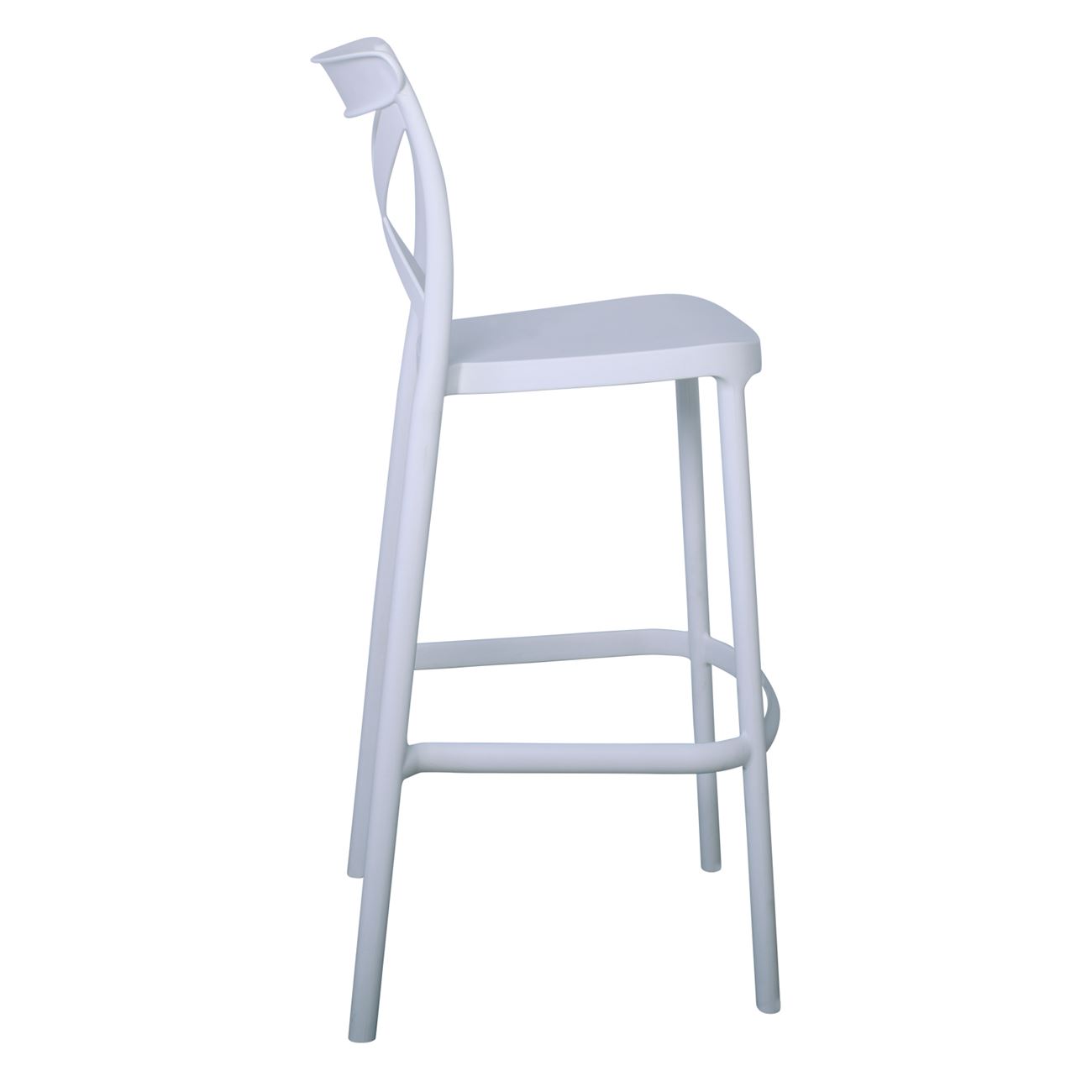 White Cross Back Plastic Bar Stool-PP Chair