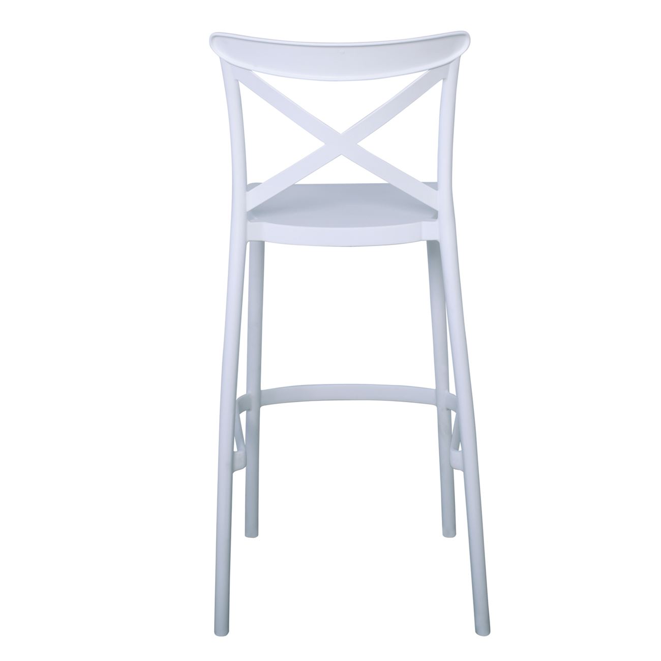 White Cross Back Plastic Bar Stool-PP Chair
