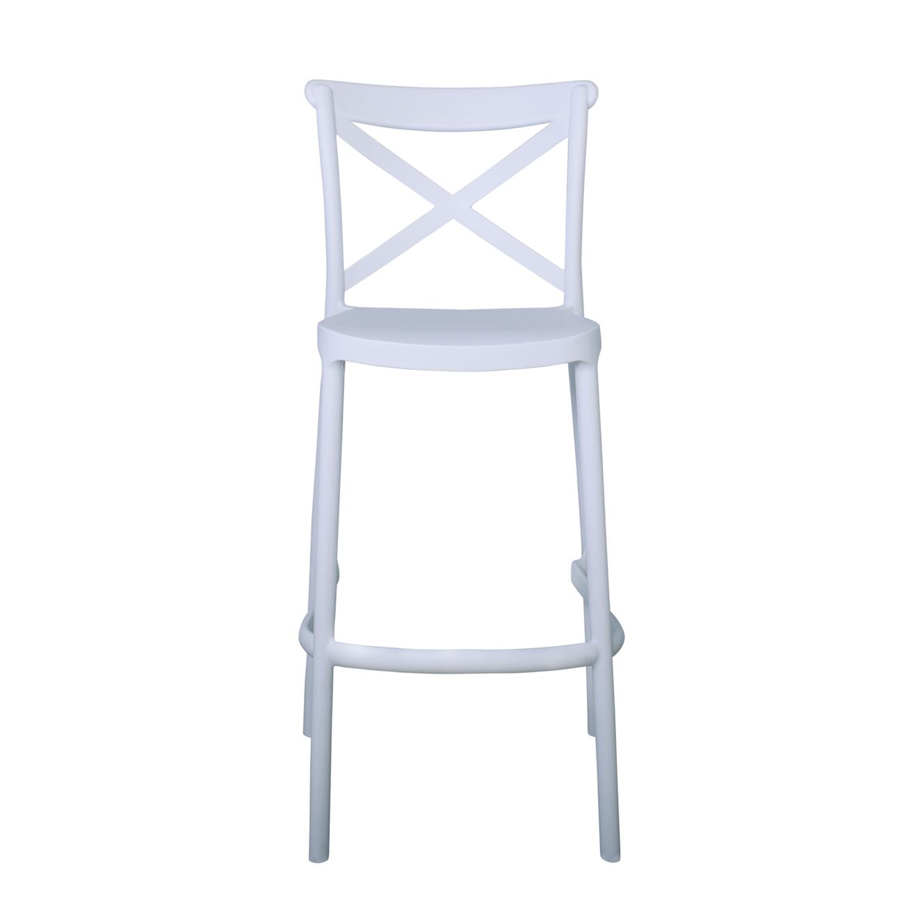 White Cross Back Plastic Bar Stool-PP Chair