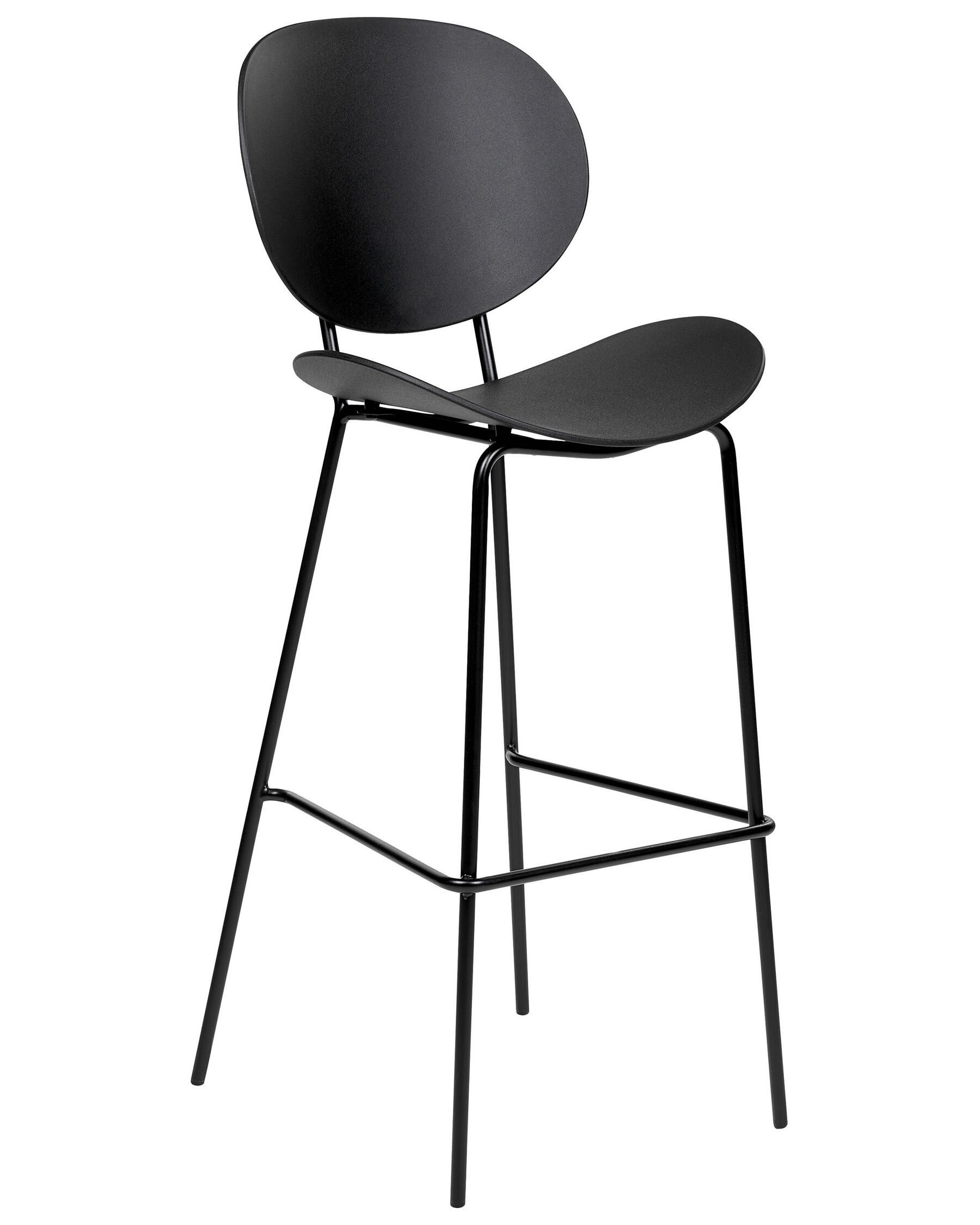 Black Plastic Bar Stool with Spray-Finished Metal Base