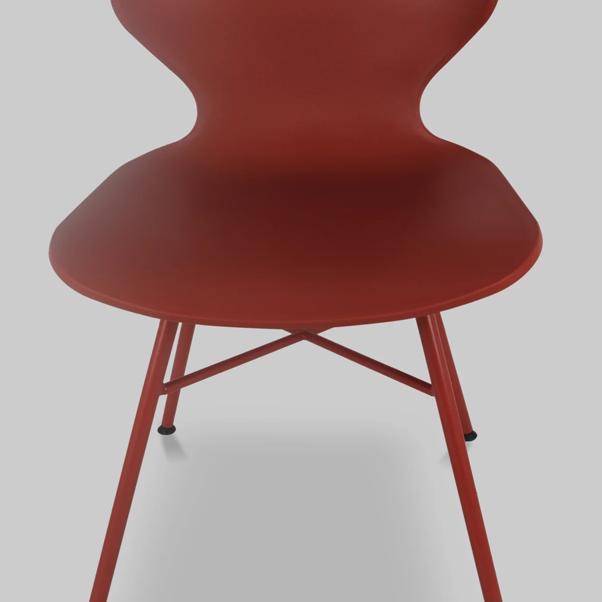 Deep Red Plastic Chair With Cross Metal Feet-PP Chair