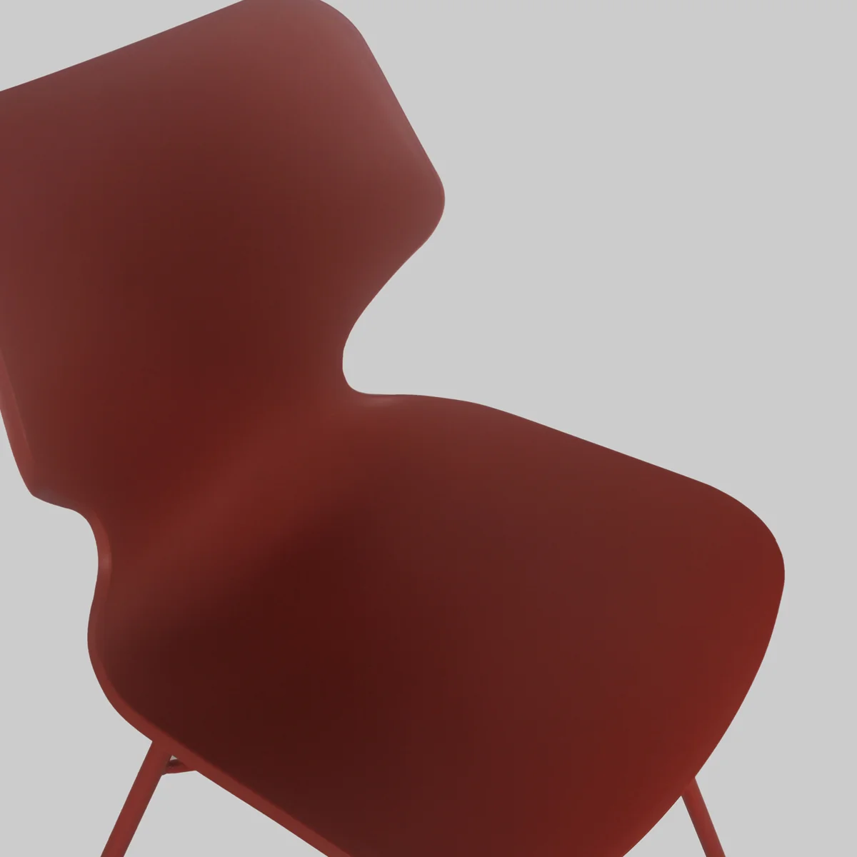 Deep Red Plastic Chair With Cross Metal Feet-PP Chair