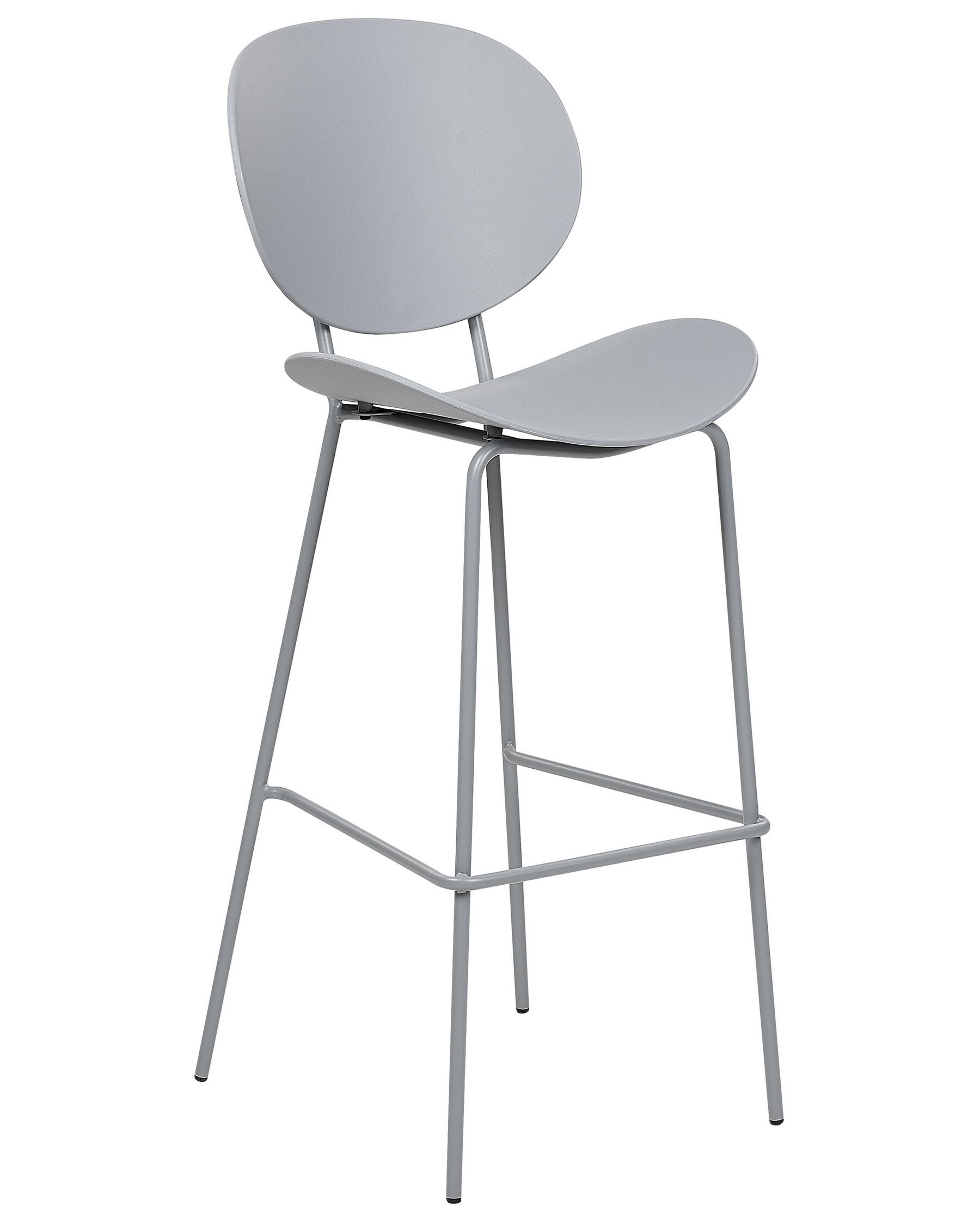Gray Plastic Bar Stool with Spray-Finished Metal Base