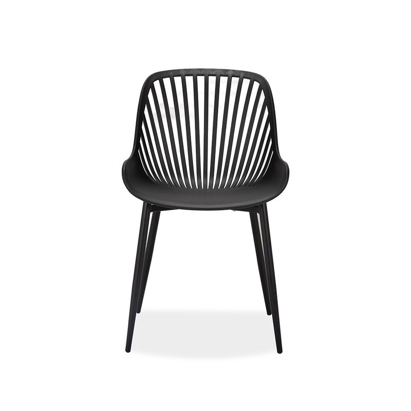 Black Plastic Chair with Spray-Coated Metal Base - Modern & Sturdy Seating Solution
