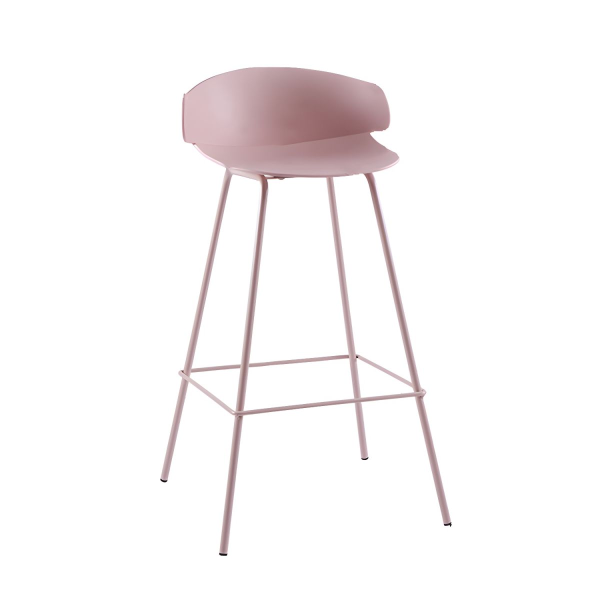 Pink Polypropylene Bar Stool with Metal Legs - Modern Swivel Counter Stool