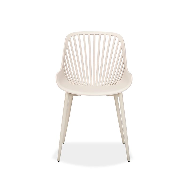 Beige Plastic Chair with Spray-Coated Metal Base - Classic & Versatile Seating Solution