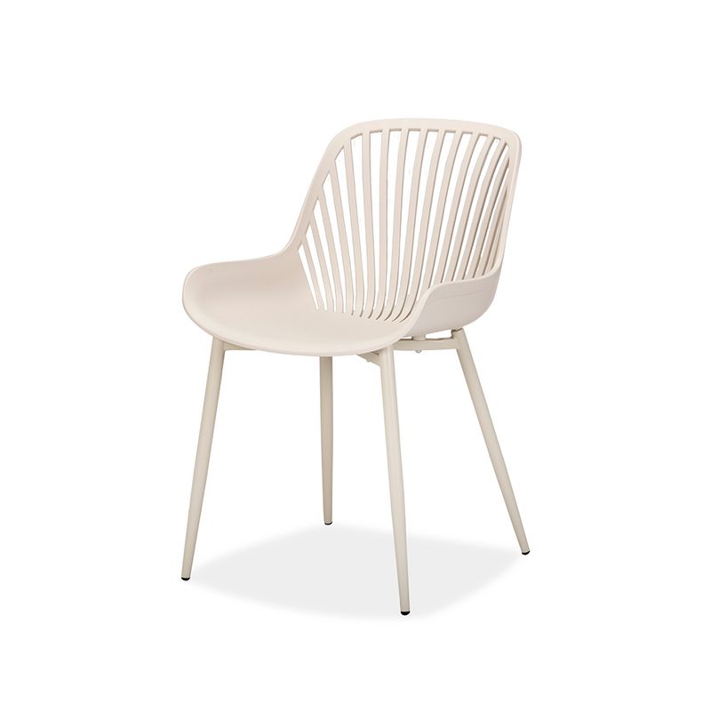 Beige Plastic Chair with Spray-Coated Metal Base - Classic & Versatile Seating Solution
