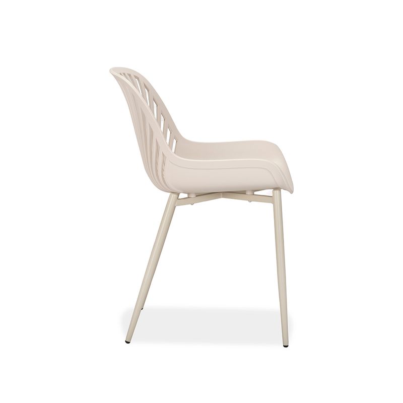 Beige Plastic Chair with Spray-Coated Metal Base - Classic & Versatile Seating Solution