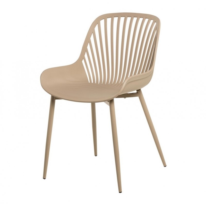 Camel-Colored Plastic Chair with Spray-Coated Metal Base - Premium & Stylish Seating