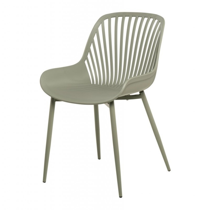 Green Plastic Chair with Spray-Coated Metal Base – Eco-Chic & Durable Seating