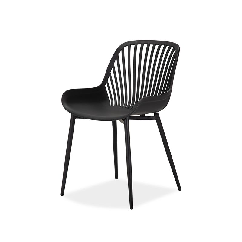 Black Plastic Chair with Spray-Coated Metal Base - Modern & Sturdy Seating Solution