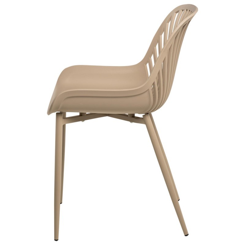 Camel-Colored Plastic Chair with Spray-Coated Metal Base - Premium & Stylish Seating