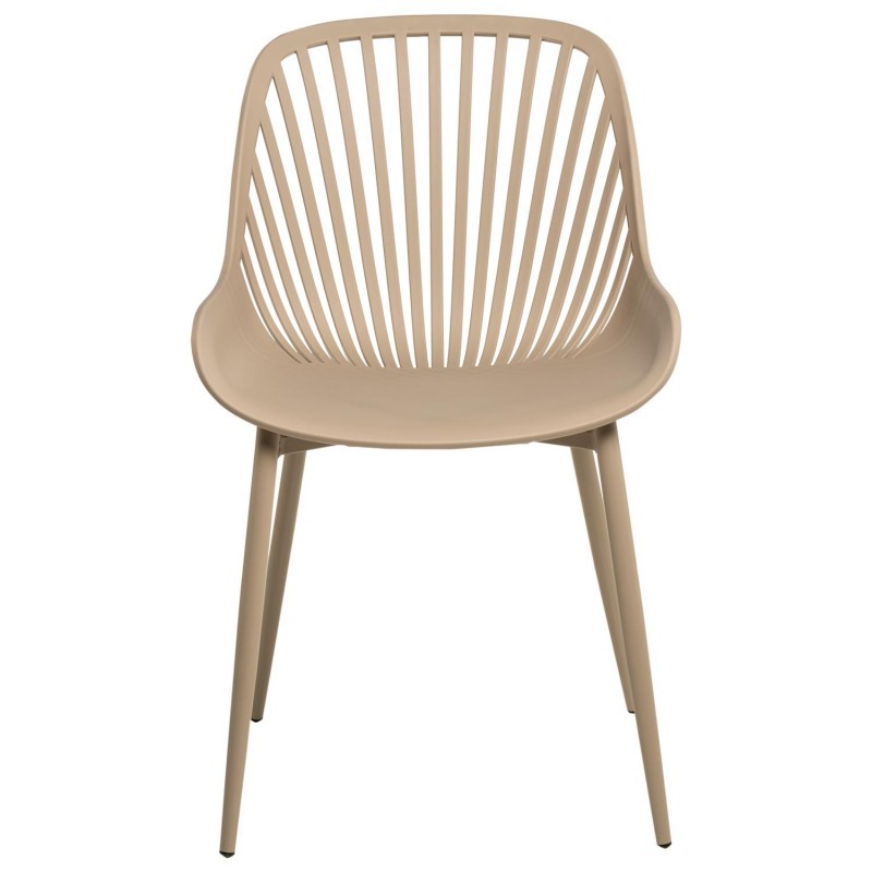 Camel-Colored Plastic Chair with Spray-Coated Metal Base - Premium & Stylish Seating