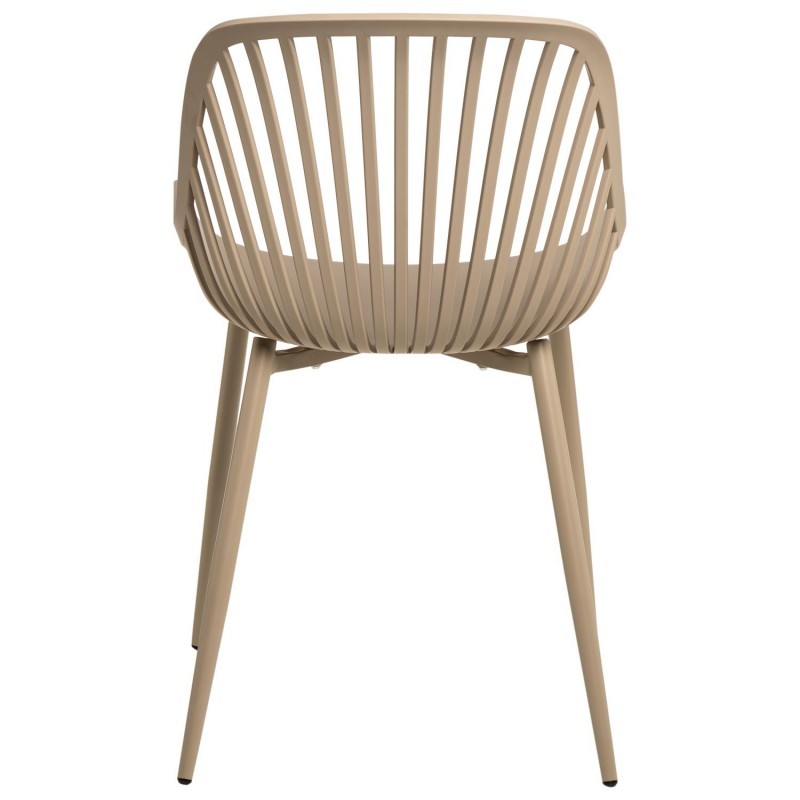 Camel-Colored Plastic Chair with Spray-Coated Metal Base - Premium & Stylish Seating