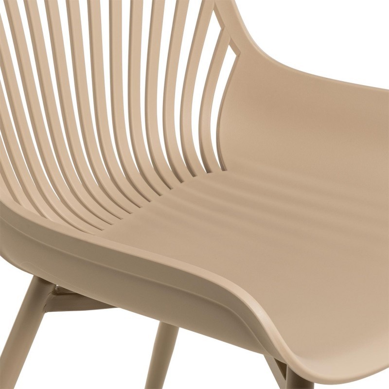 Camel-Colored Plastic Chair with Spray-Coated Metal Base - Premium & Stylish Seating