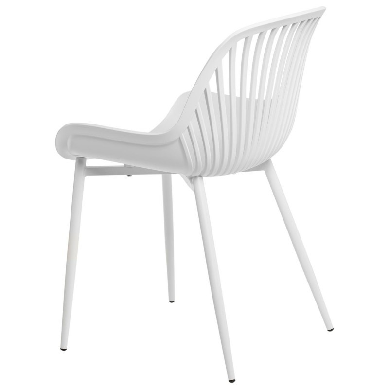 White Plastic Chair with Spray-Coated Metal Base - Modern & Durable Seating Solution