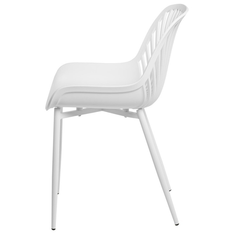 White Plastic Chair with Spray-Coated Metal Base - Modern & Durable Seating Solution