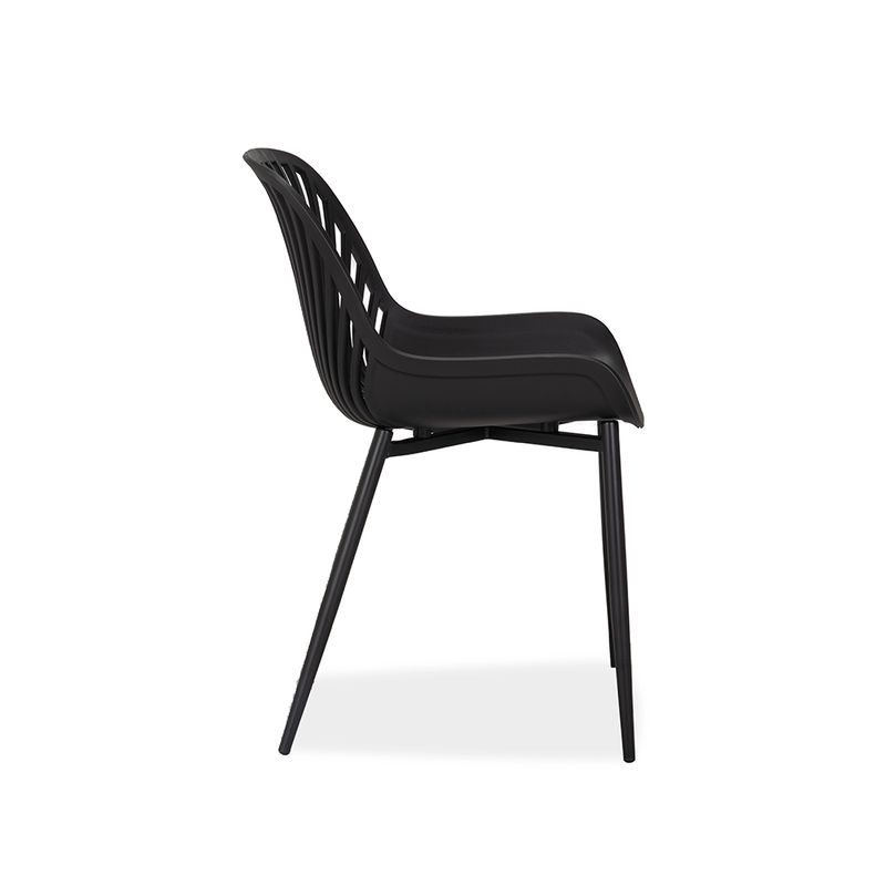 Black Plastic Chair with Spray-Coated Metal Base - Modern & Sturdy Seating Solution