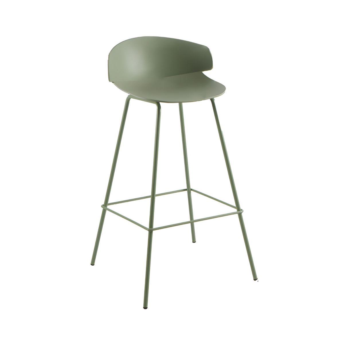 Green Bar Stool with Metal Legs - Polypropylene Seat Swivel Stool for Kitchen Island
