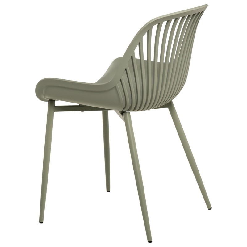 Green Plastic Chair with Spray-Coated Metal Base – Eco-Chic & Durable Seating